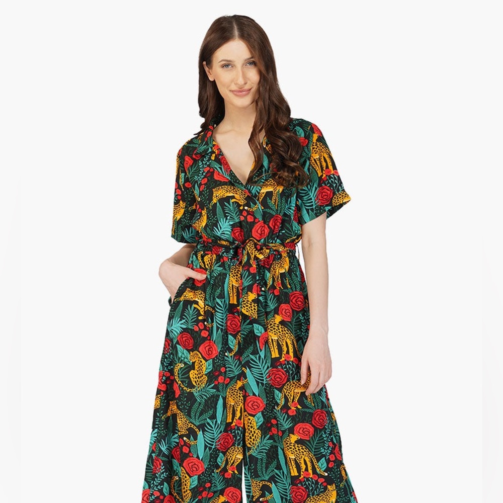 JAGUAR PARADISE BLACK ANIMAL PRINT JUMPSUIT